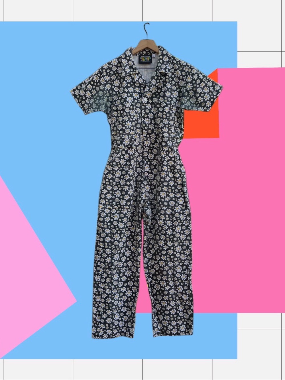 Big Bud Press Black Lazy Daisy Short Sleeve Jumpsuit Size M
